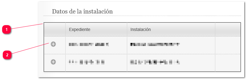 Datos de la instalación