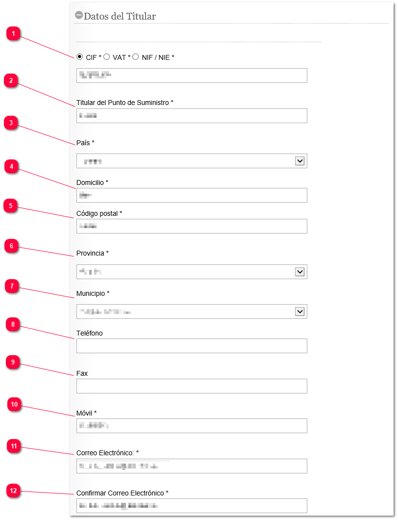 Datos del titular