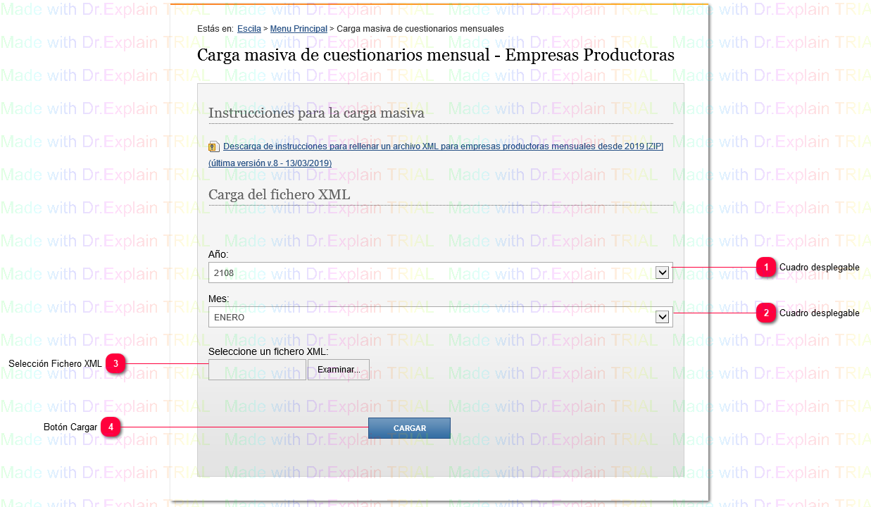 2.3.8 Carga masiva de Cuestionarios Mensuales