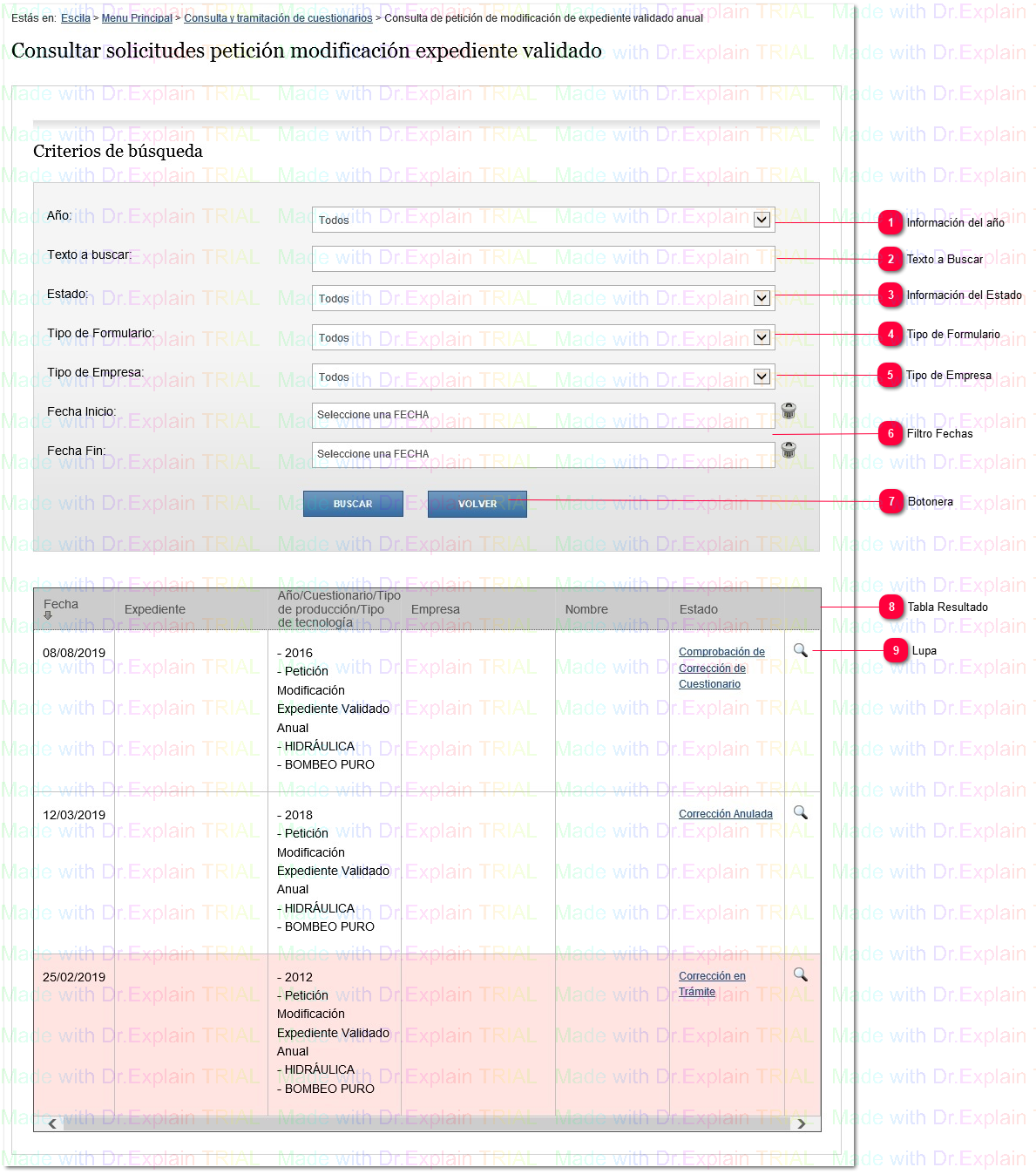 2.3.2.4 Consultar solicitudes petición modificación expediente validado