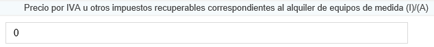 2. Precio por IVA u otros impuestos recuperables correspondientes al alquiler de equipos de medida