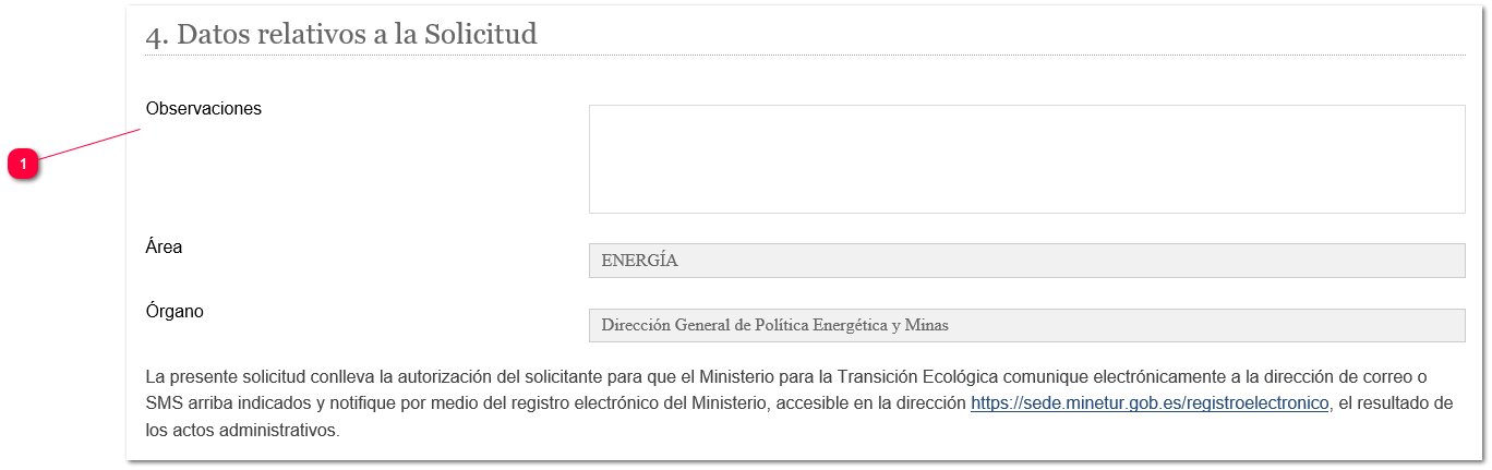 Datos relativos a la Solicitud